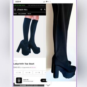 Y.R.U Women’s black over the knee boots/high platform boot/size 8/Fast delivery